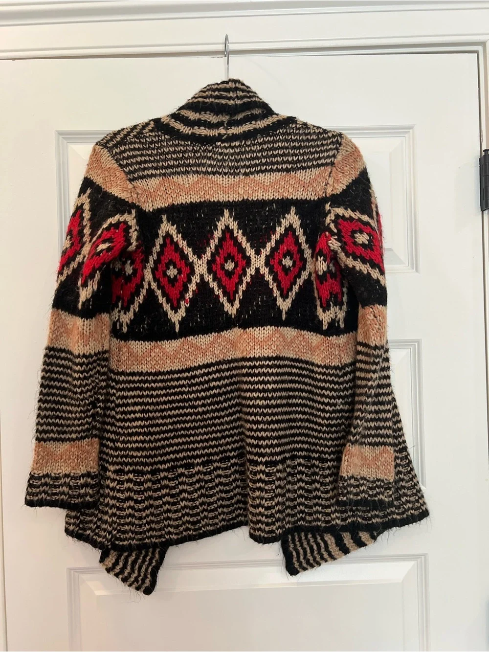 Pink Republic Southwestern Aztec Open Front Chunky Knit Cardigan Sweater Medium